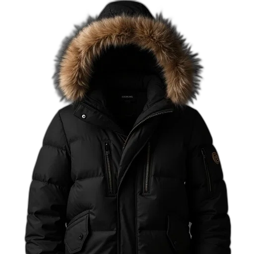 jacket, moncley, padded, fur transparent PNG cut-out