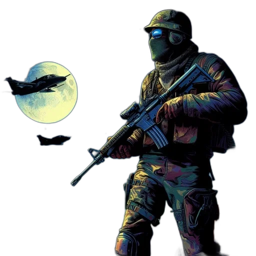 weapon, jacket, mask, staff transparent PNG cut-out