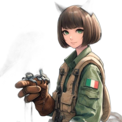 weapon, staff, jacket, face transparent PNG cut-out
