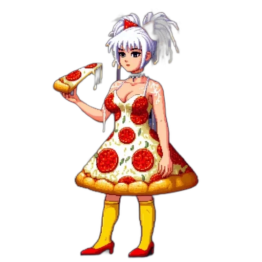 dress, food, staff, pixel art transparent PNG cut-out