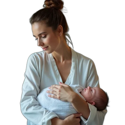 photorealistic, woman, holding, her transparent PNG cut-out