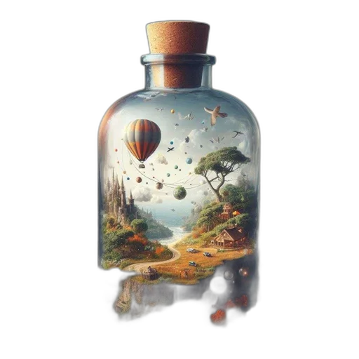 bottle, concept art, fantasy art, watercolor transparent PNG cut-out