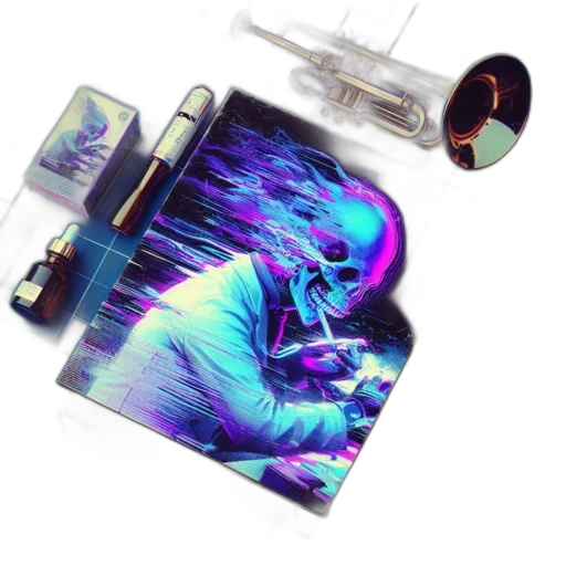 robot, vaporwave, cyberpunk, concept art transparent PNG cut-out
