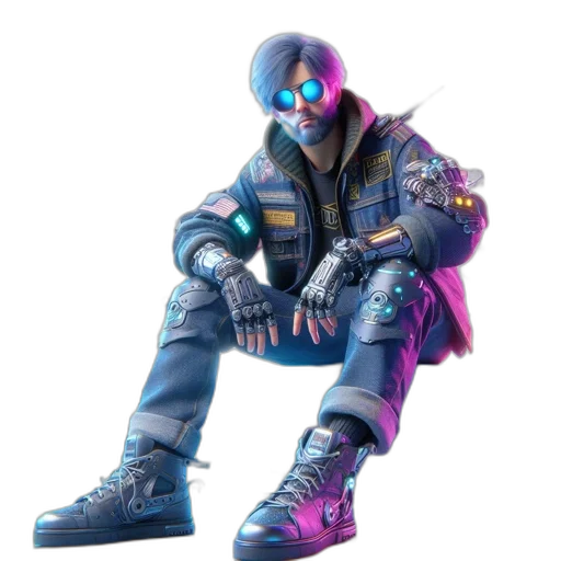 jacket, shoes, weapon, cyberpunk transparent PNG cut-out