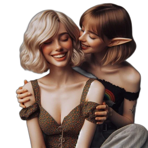 hair, dress, photorealistic, oil painting transparent PNG cut-out