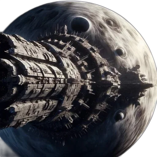 concept art, outer space, spacecraft, hovers transparent PNG cut-out