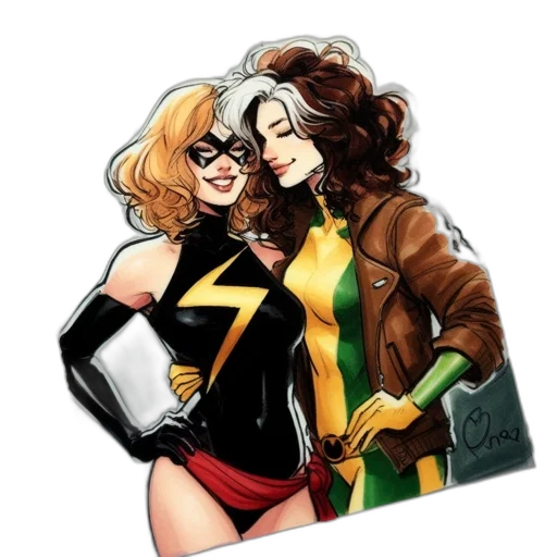 comic book art, concept art, cartoon, two transparent PNG cut-out