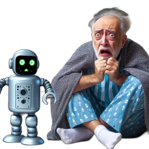robot, concept art, elderly, man transparent PNG cut-out