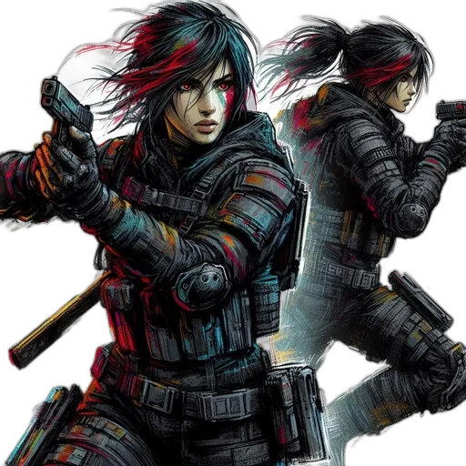 concept art, cyberpunk, comic book art, fantasy art transparent PNG cut-out