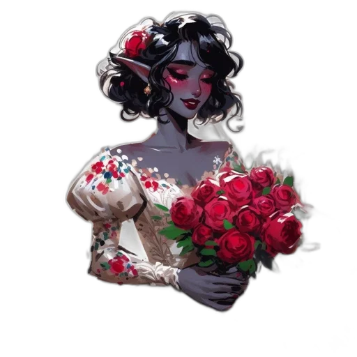dress, flower, mask, crown transparent PNG cut-out