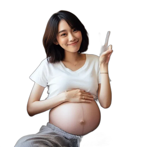 photorealistic, pregnant, woman, makes transparent PNG cut-out