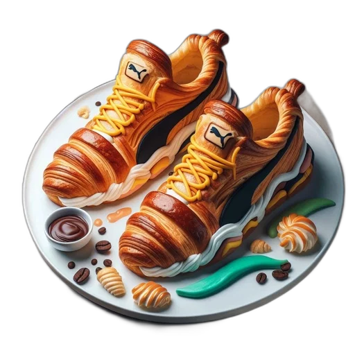 shoes, food, photorealistic, 3d render transparent PNG cut-out