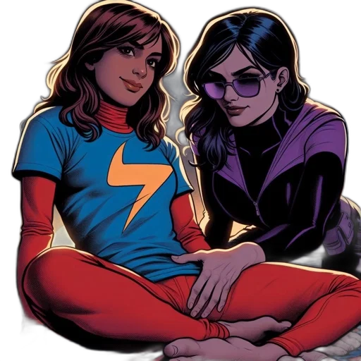 comic book art, concept art, neon lights, two transparent PNG cut-out