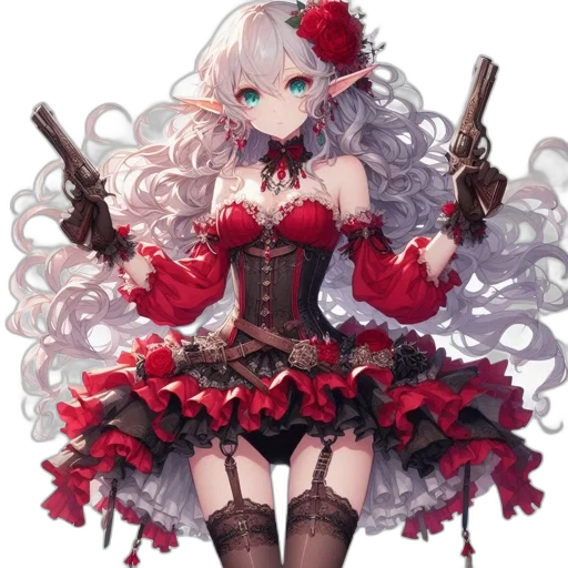 weapon, staff, dress, anime transparent PNG cut-out