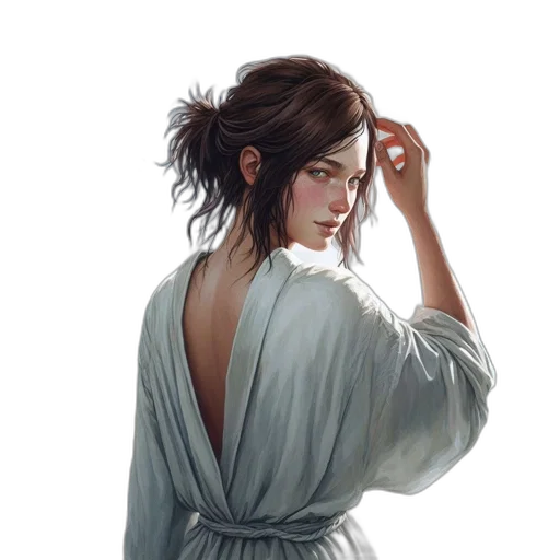dress, staff, face, jewelry transparent PNG cut-out