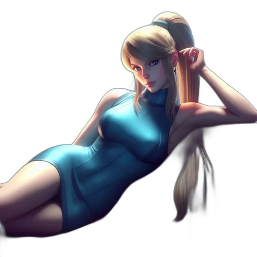 dress, staff, hair, weapon transparent PNG cut-out