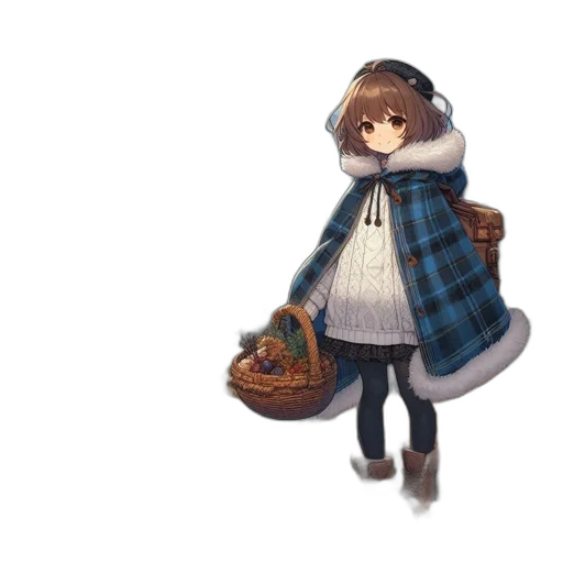 hat, jacket, creature, staff transparent PNG cut-out