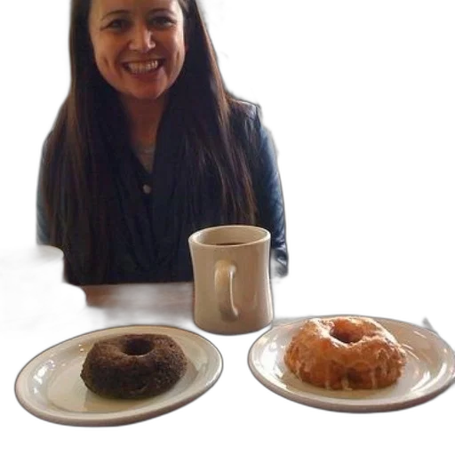 food, woman, sits, table transparent PNG cut-out