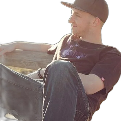 man, black, t-shirt, jeans transparent PNG cut-out