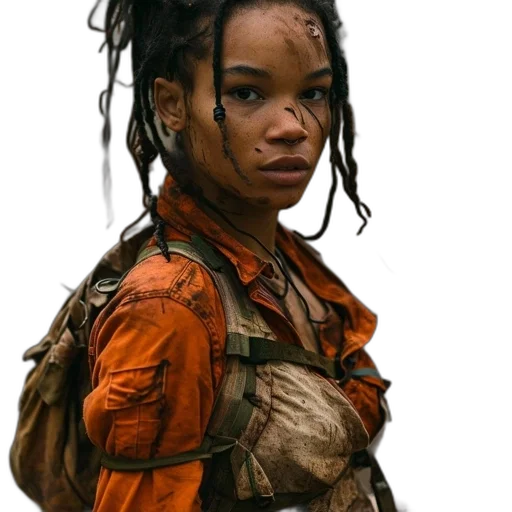 weapon, face, hair, staff transparent PNG cut-out