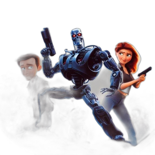 robot, weapon, 3d render, concept art transparent PNG cut-out