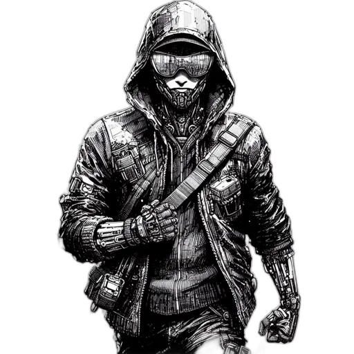 jacket, mask, weapon, face transparent PNG cut-out