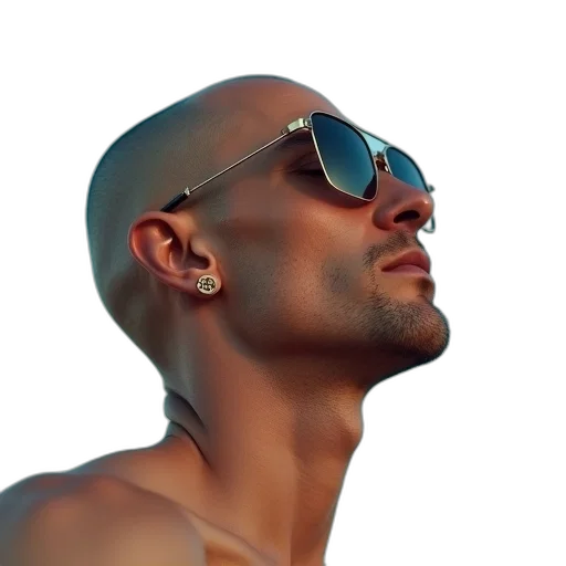 face, photorealistic, 3d render, bald transparent PNG cut-out