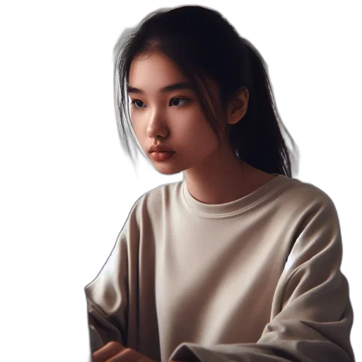 face, jacket, hair, jewelry transparent PNG cut-out