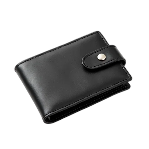 black, leather, wallet, silver transparent PNG cut-out