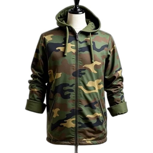 jacket, 3d render, green, camouflage transparent PNG cut-out