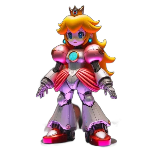robot, crown, weapon, 3d render transparent PNG cut-out