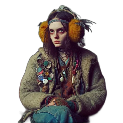 jacket, jewelry, face, hat transparent PNG cut-out