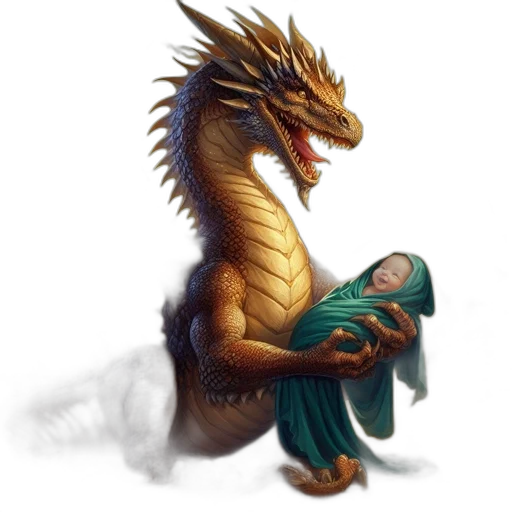 dragon, staff, creature, animal transparent PNG cut-out