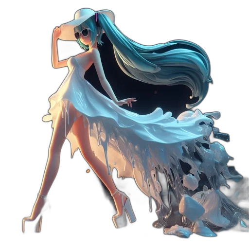 dress, creature, hair, concept art transparent PNG cut-out