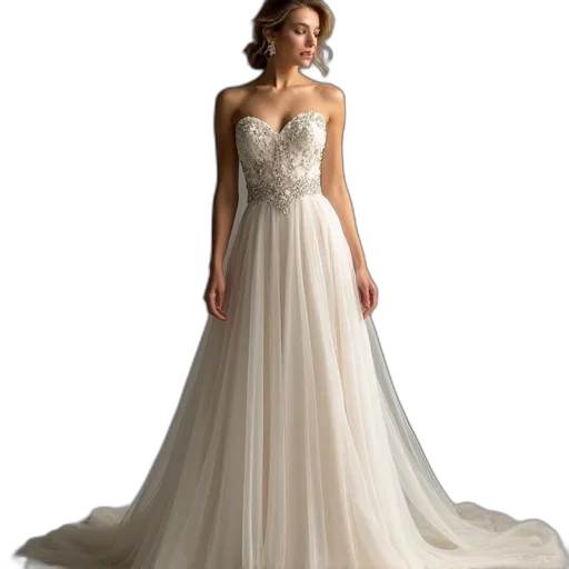 dress, line, princess, strapless transparent PNG cut-out