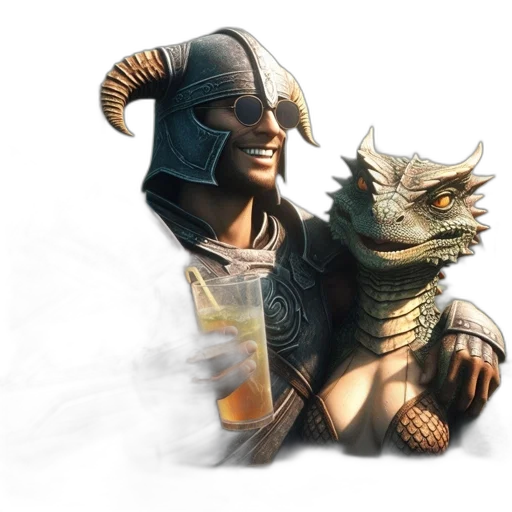 dragon, mask, staff, sword transparent PNG cut-out