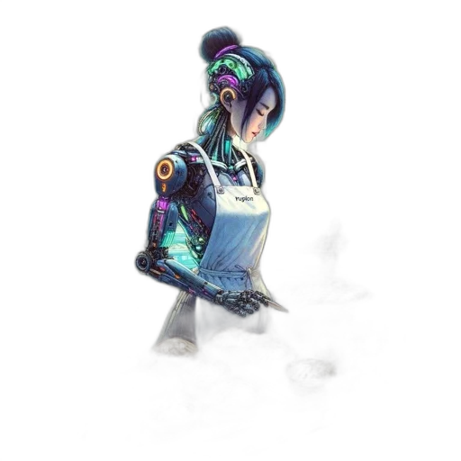 robot, staff, creature, jacket transparent PNG cut-out