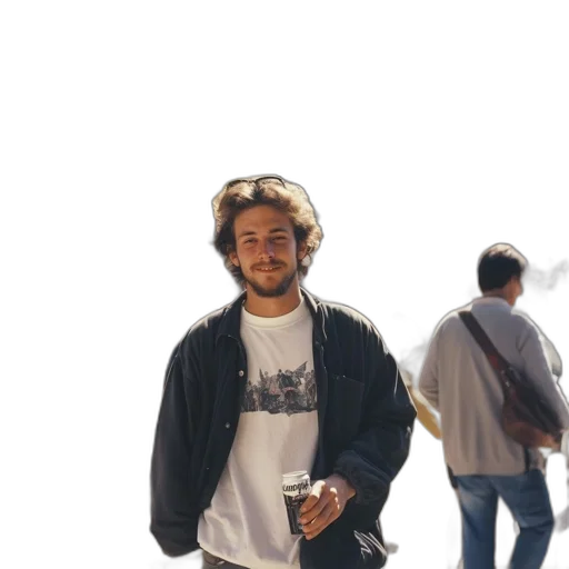 jacket, staff, face, creature transparent PNG cut-out