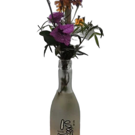 bottle, 3d render, flowers, sits transparent PNG cut-out