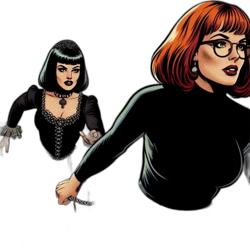 comic book art, concept art, cartoon, two transparent PNG cut-out