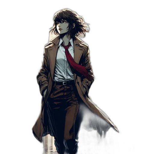 jacket, mask, staff, comic book art transparent PNG cut-out