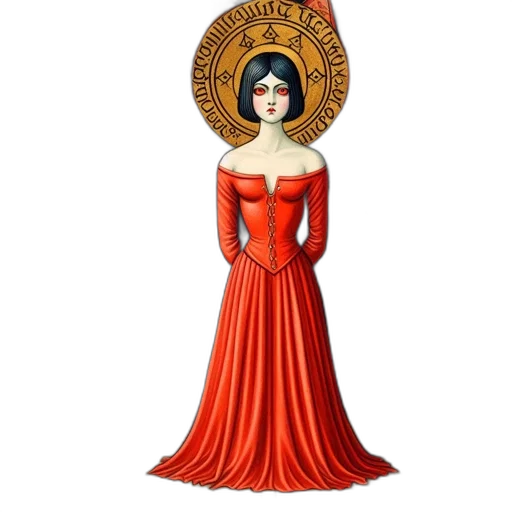 dress, crown, jewelry, staff transparent PNG cut-out
