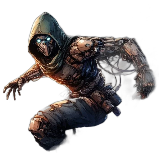 robot, creature, mask, weapon transparent PNG cut-out