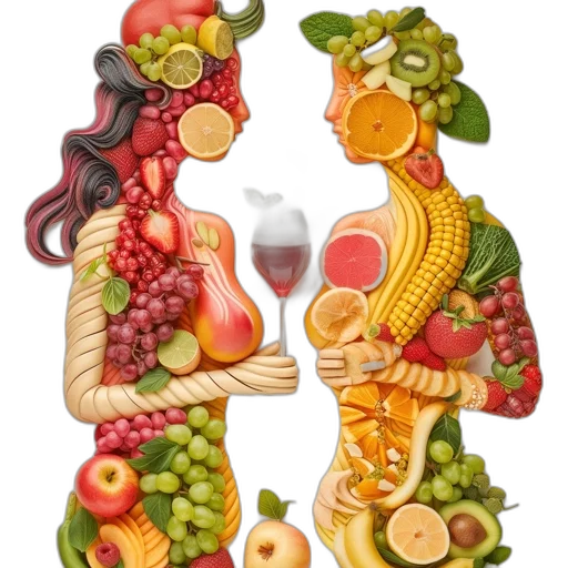 food, two, profiles, female transparent PNG cut-out