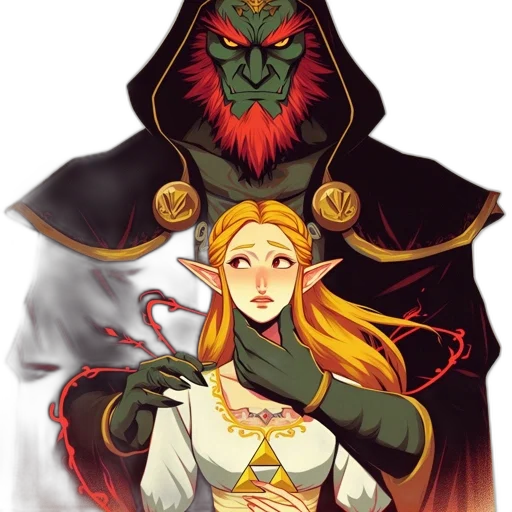 crown, staff, mask, fantasy art transparent PNG cut-out