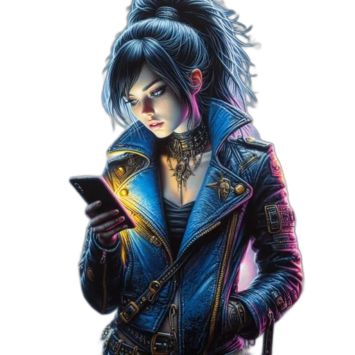 jacket, staff, weapon, cyberpunk transparent PNG cut-out