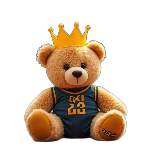crown, 3d render, teddy, bear transparent PNG cut-out