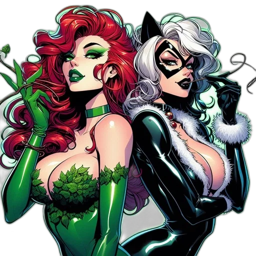 comic book art, concept art, green, two transparent PNG cut-out