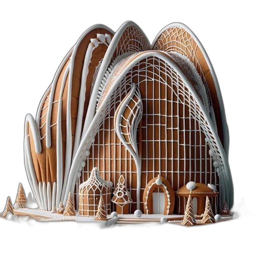 building, 3d render, concept art, gingerbread transparent PNG cut-out
