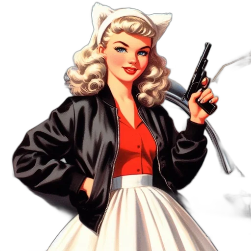 weapon, jacket, staff, comic book art transparent PNG cut-out